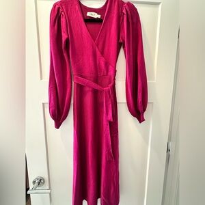 Elegant Pink Wrap Dress